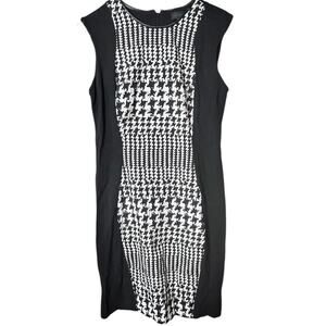 Worthington Sleeveless Sheath Style Black and White Houndstooth Dress Sz 8